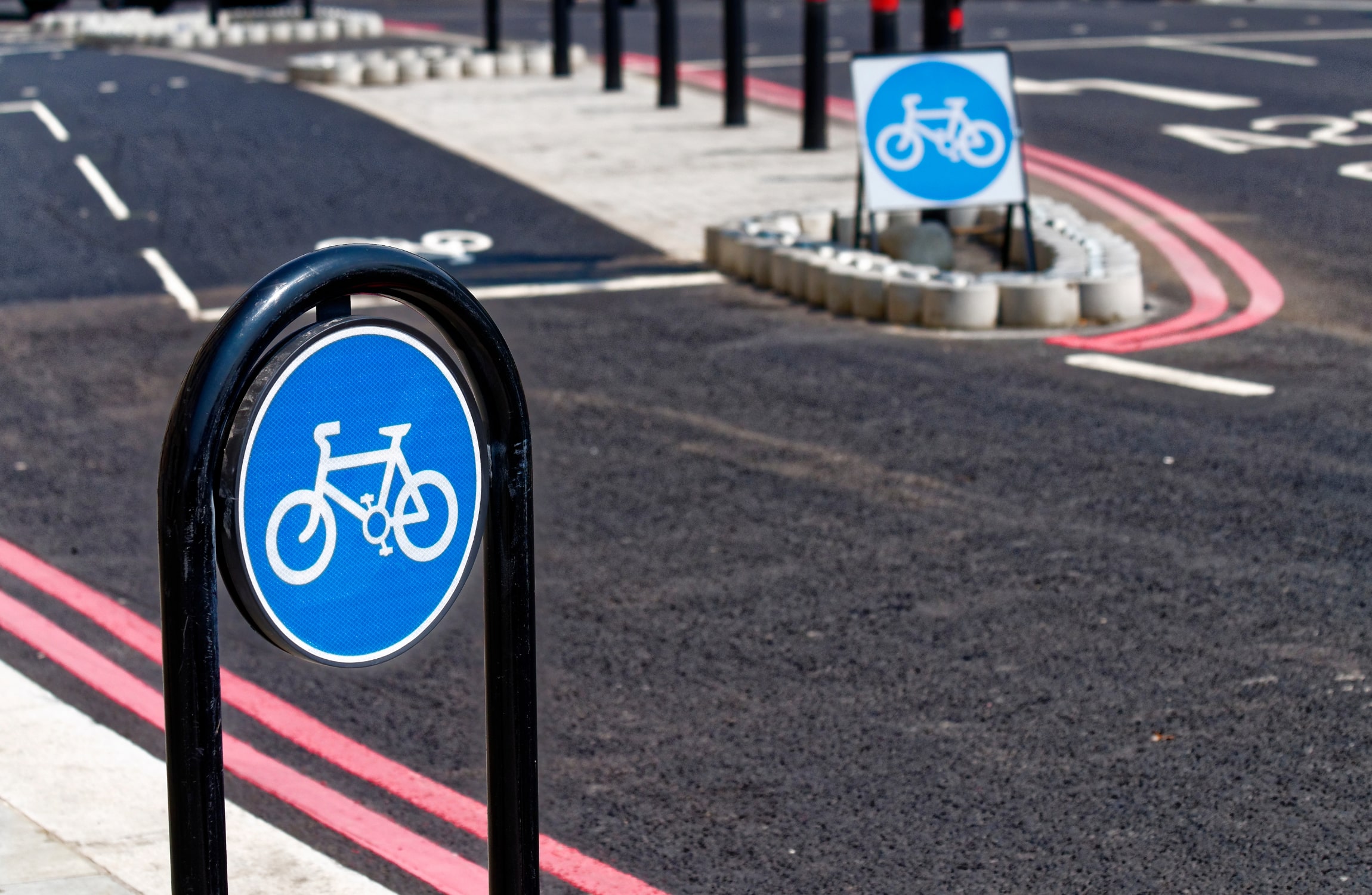 Cycle way with blue cycle way sign