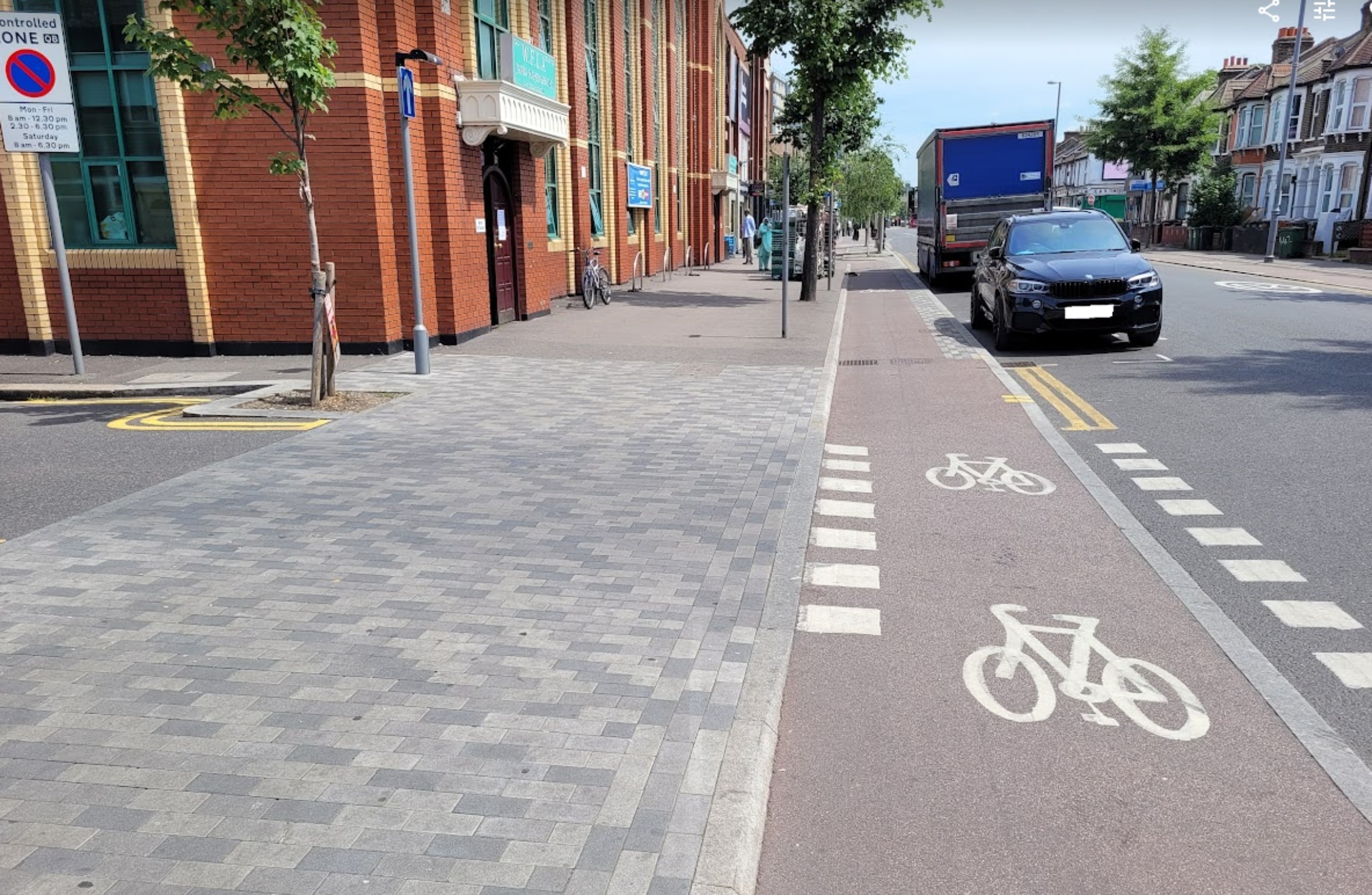 A road with a bike path