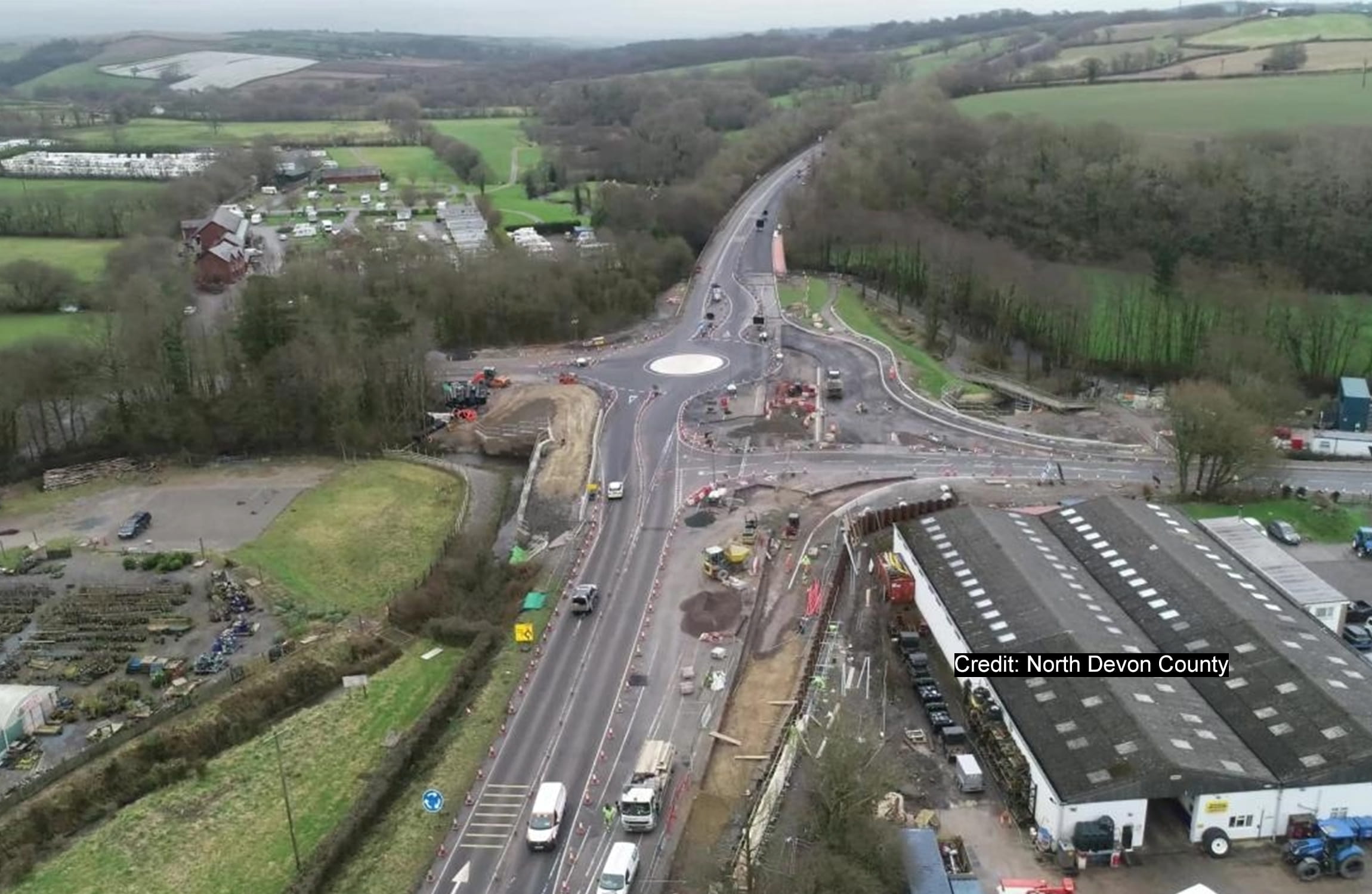 Birds eye view of Borner Bridge, North Devon