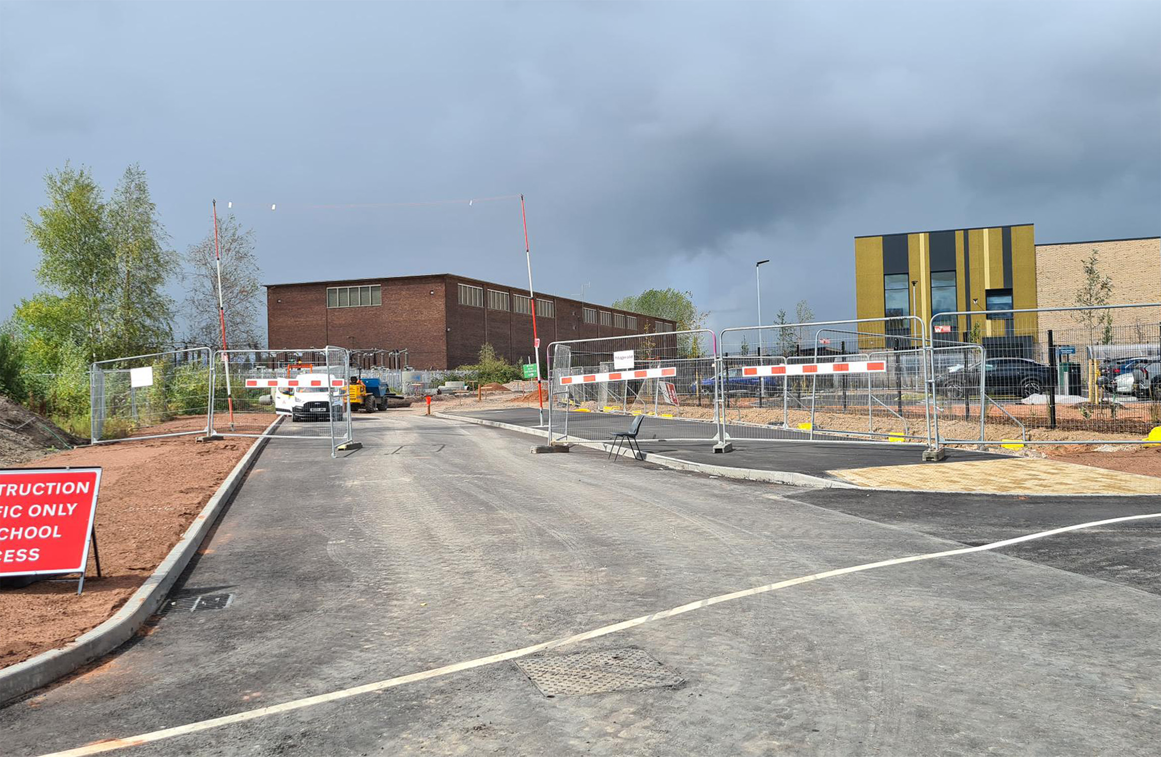 School building in Rugeley with fences around it.