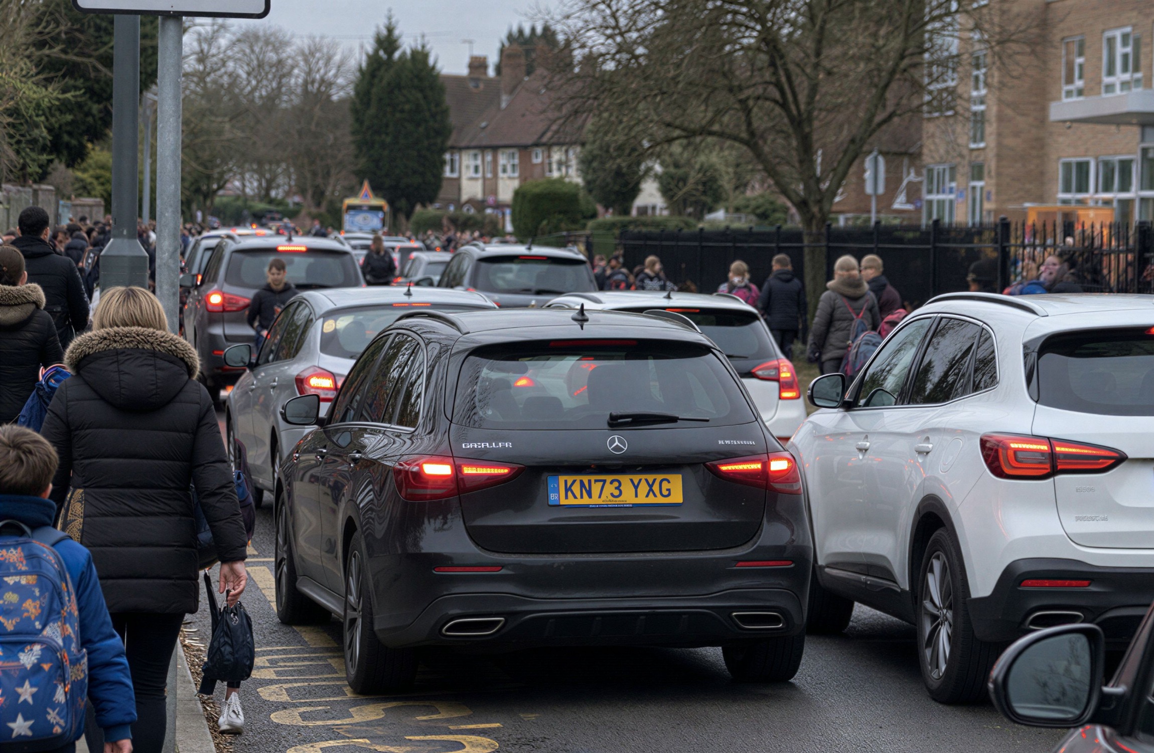 Busy traffic during school hours.