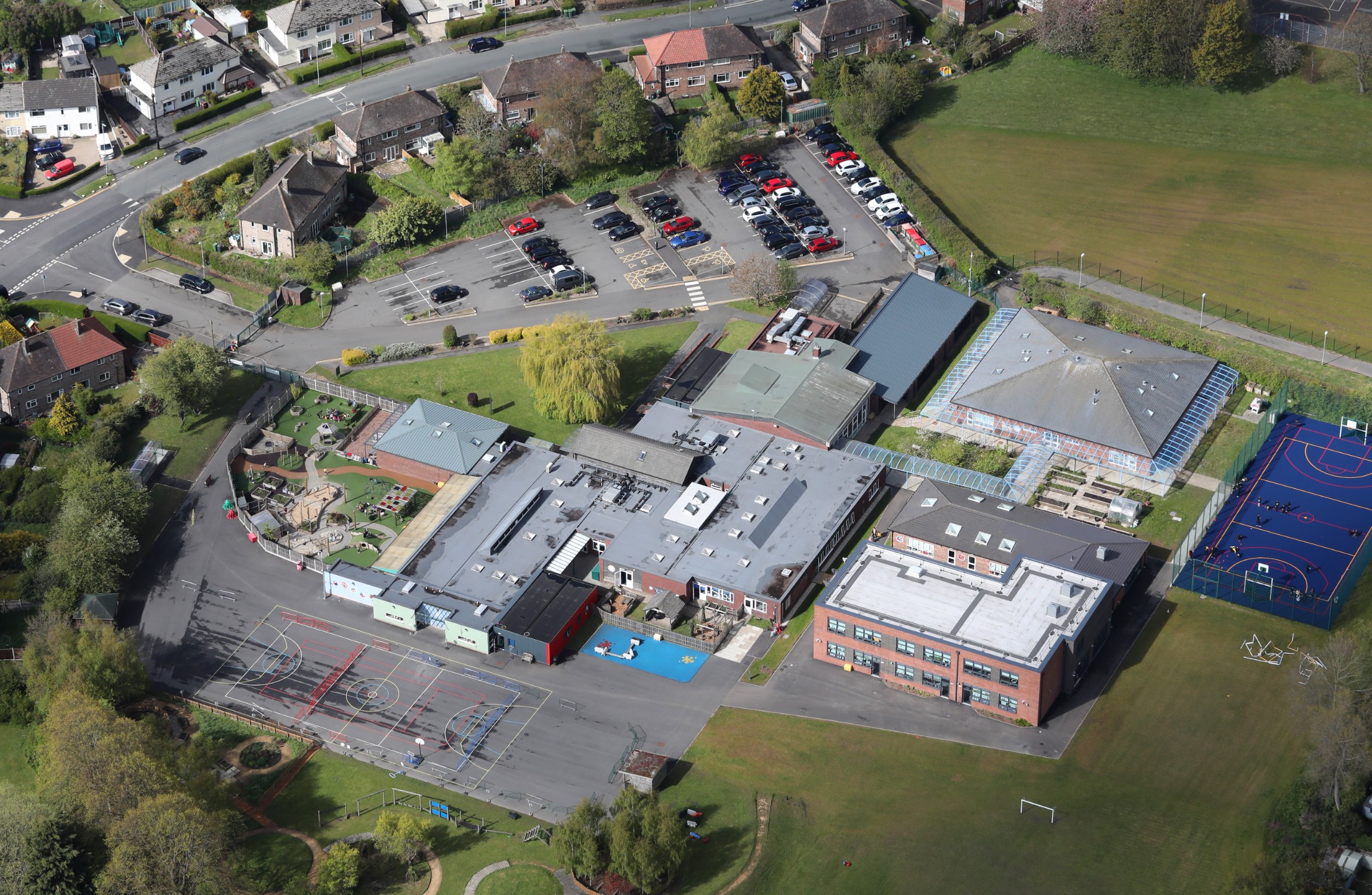 Aerial view of a whole school.